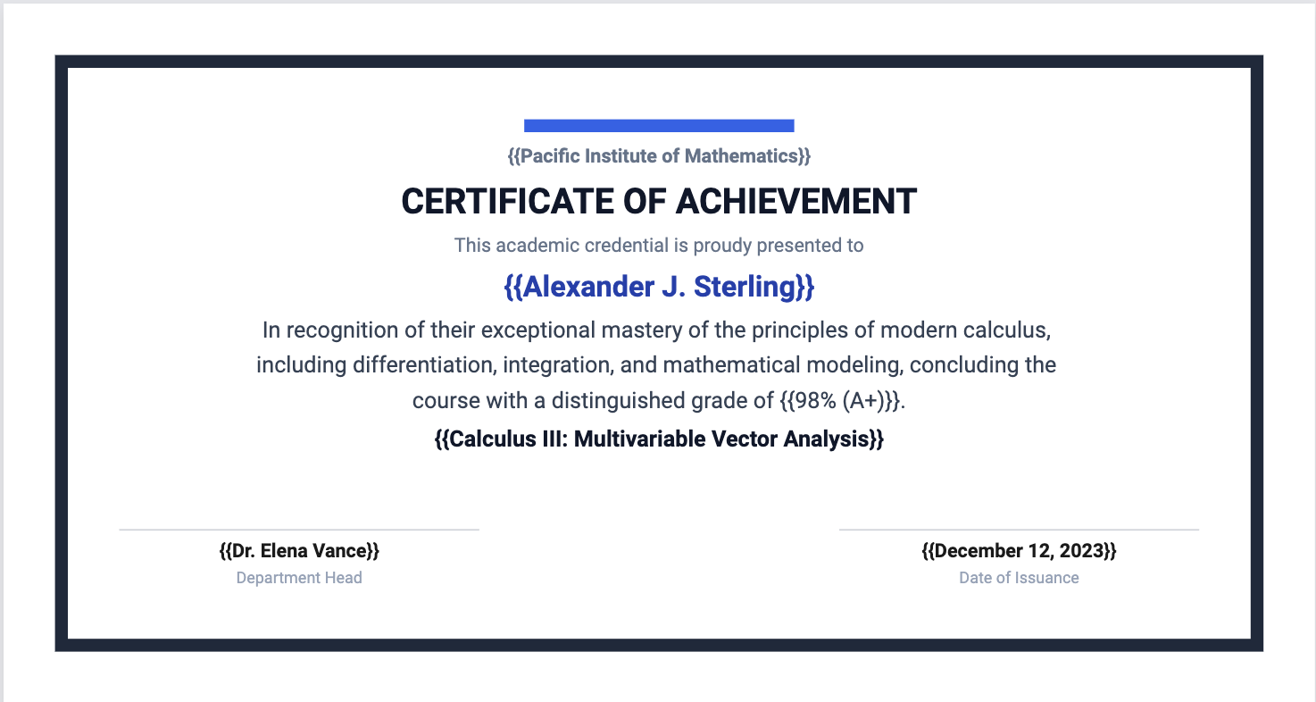 Generated certificate template